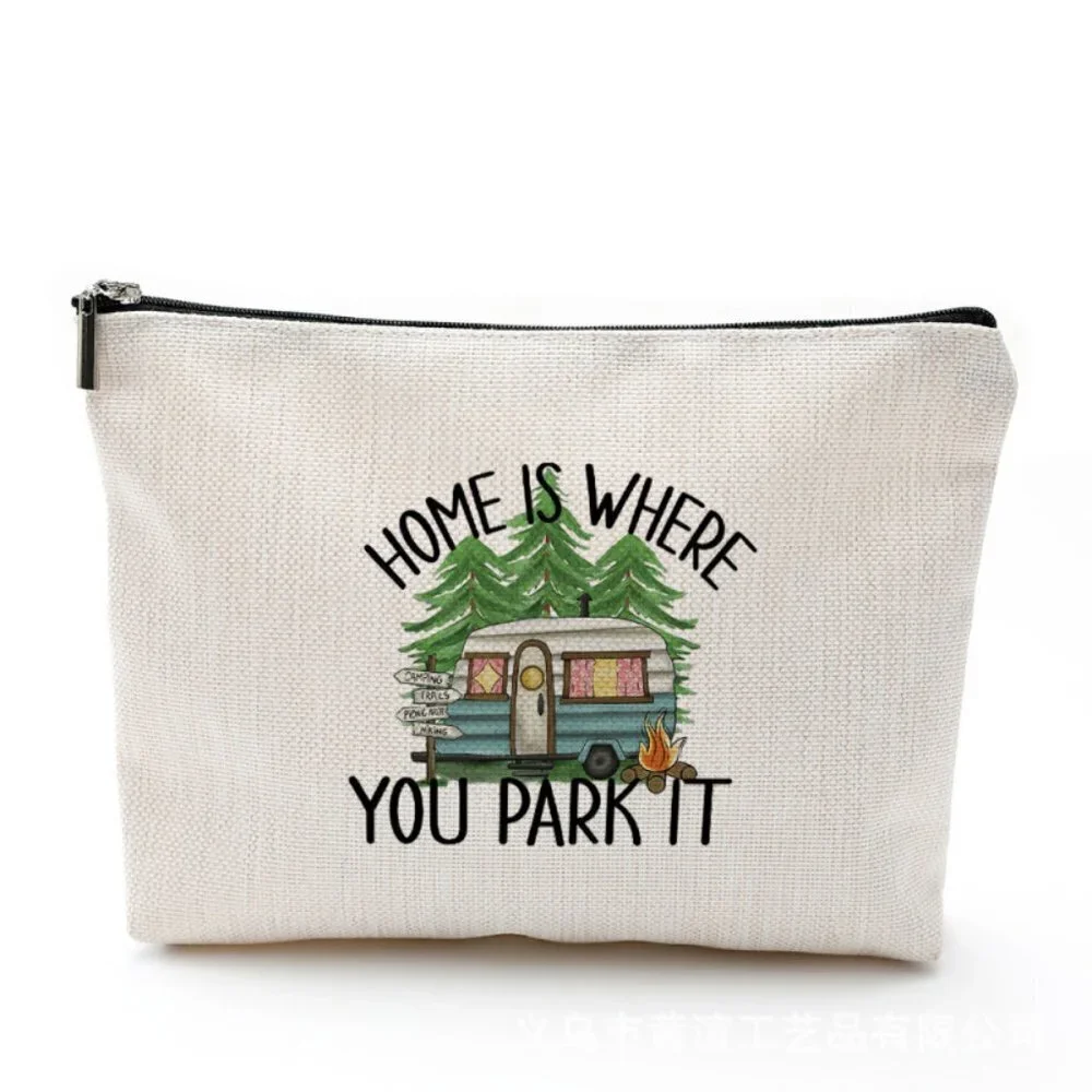 Cotton Linen Zipper Cosmetic Bag